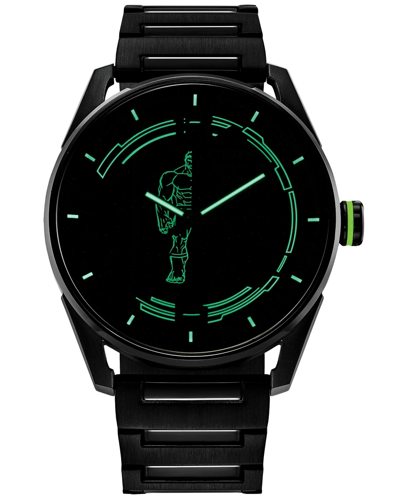 Citizen Eco-Drive Men's Marvel Hulk Green Goliath Black-Tone Stainless Steel Bracelet Watch 42mm