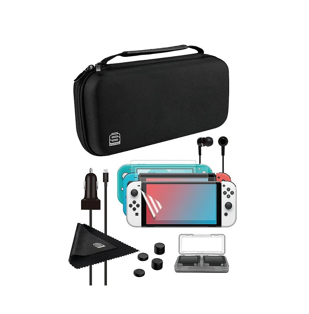 Nintendo Switch White Oled Console with Pokemon Sword, Surge Accessory Gaming Kit, MightySkins Console and Controller Skin Voucher
