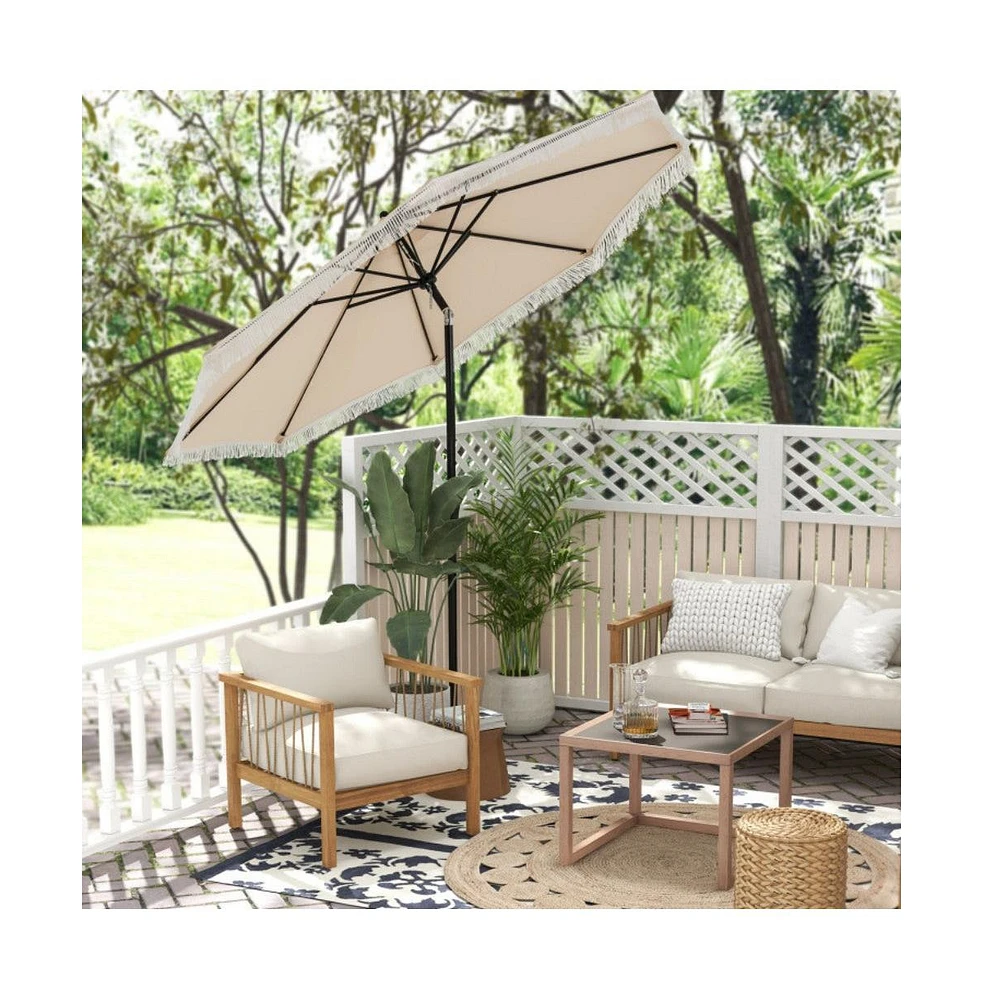 9 feet Patio Umbrella with Sun-Protective Canopy for Garden Pool