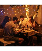 Yescom Patio Umbrella Solar String Light with Remote Control Timer Fit 8-Rib 8/9/10 Ft Outdoor 128 Rgb Led 8 Mode Camping Tents