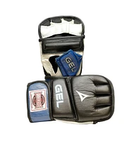 Gel Sparring Mma Glove, Real Leather Combat Mitts, Shock Absorbing Gel Padding for Grappling, Punching Bag, Cage Fighting, Muay Thai, Ufc Training, Op