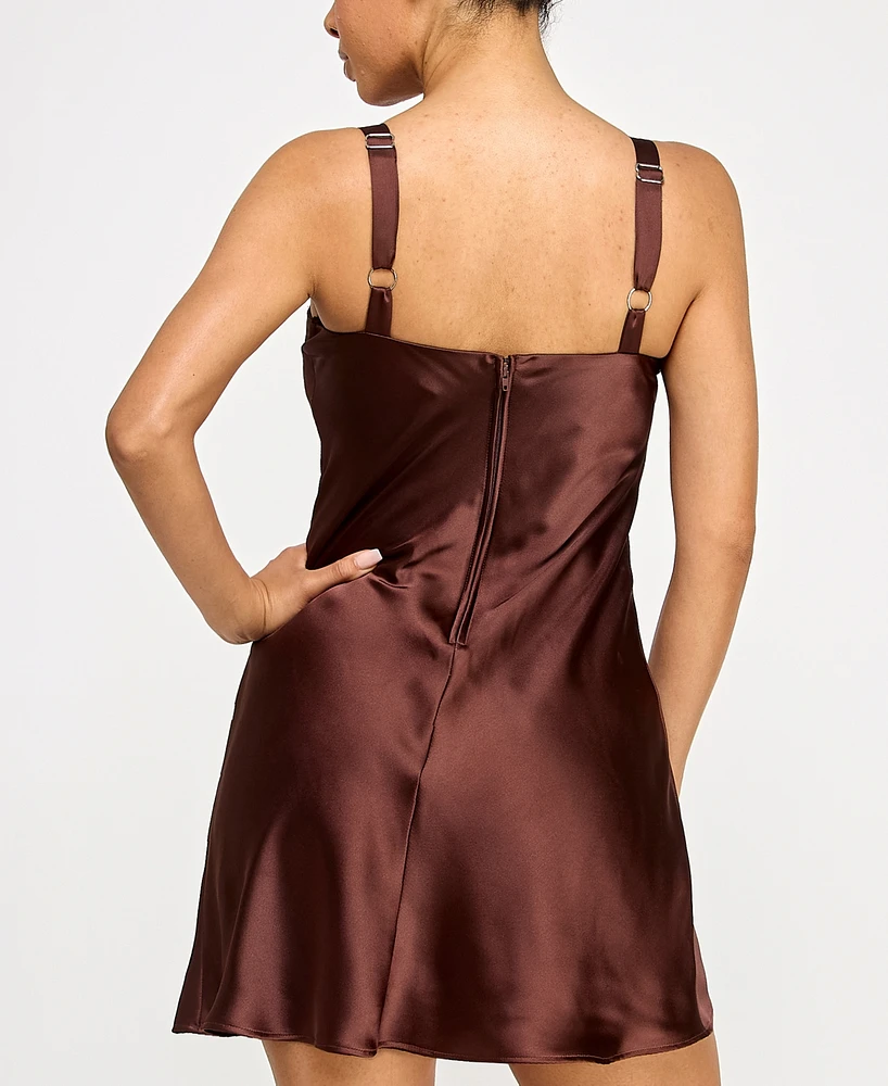 City Studios Juniors' Satin Bustier A-Line Slip Dress