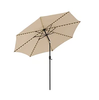 10 Feet Patio Umbrella with 112 Solar Lights and Crank Handle