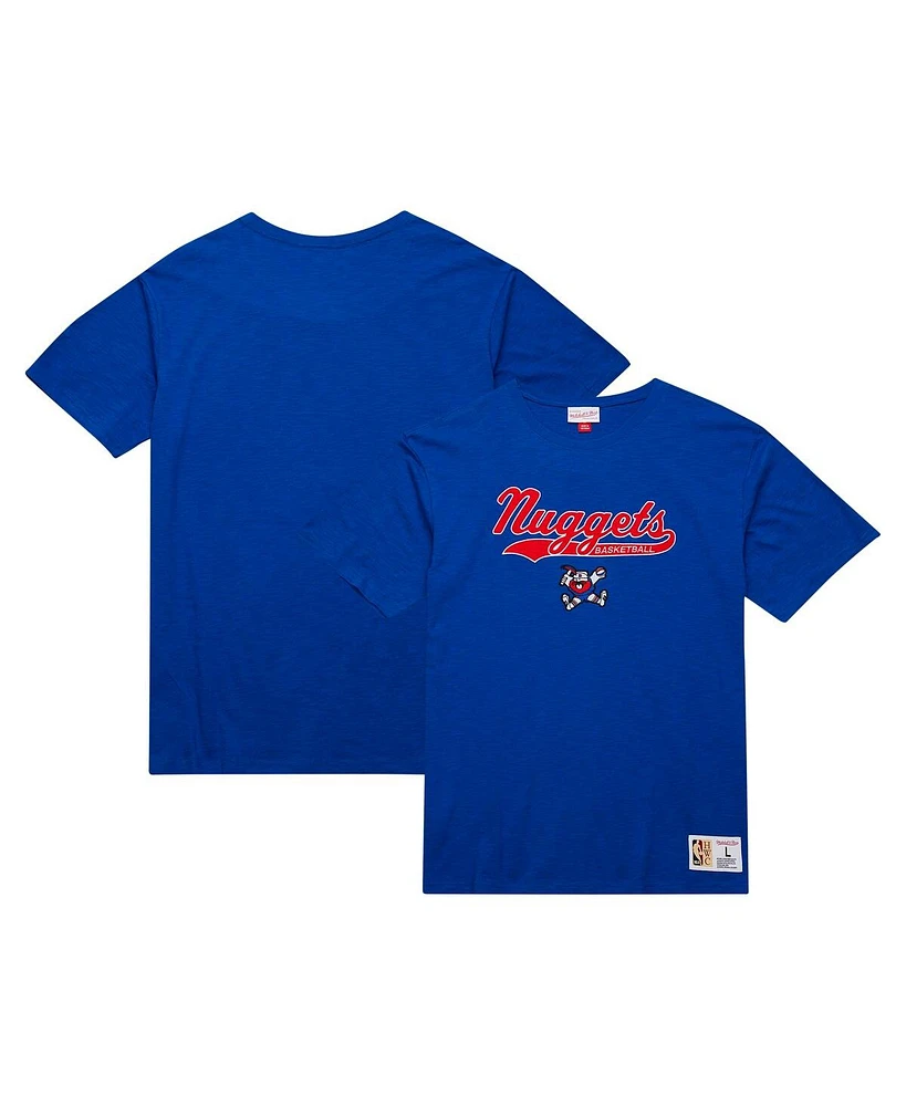 Mitchell & Ness Men's Royal Denver Nuggets Hardwood Classics Felt Applique Slub T-Shirt
