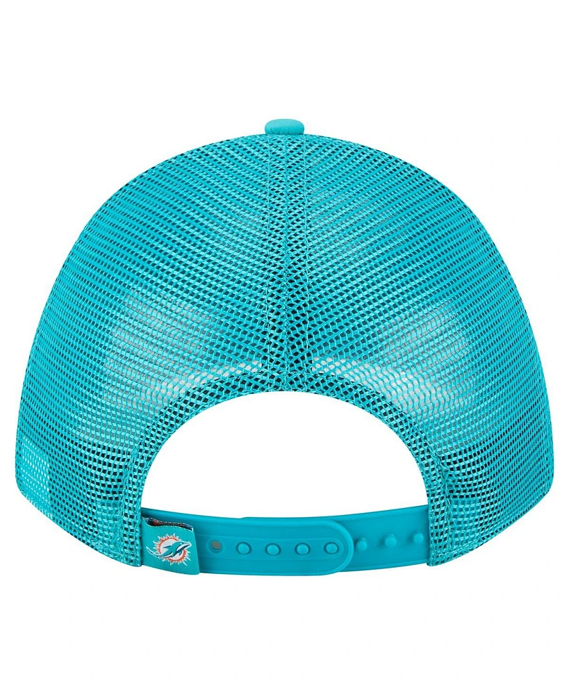 New Era Men's Aqua Miami Dolphins Active Minimalist M-Crown A-Frame 9FORTY Adjustable Hat