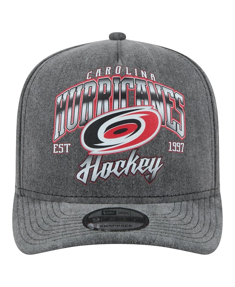 New Era Men's Charcoal Carolina Hurricanes Throwback Washed A-Frame Pre-Curved 9FIFTY Snapback Hat