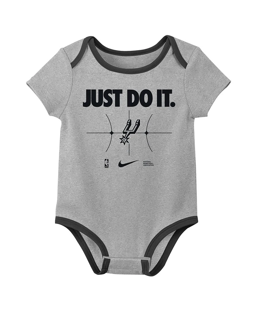 Nike Newborn Black/Gray San Antonio Spurs Just Do It 2-Pack Bodysuit Set