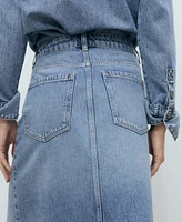 Mango Women's Denim Midi Skirt