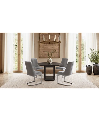 Tivie -Pc. Dining Set (Round Table & Metal Chairs
