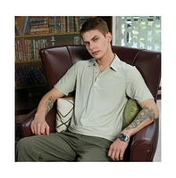Campus Sutra Men's Sage Green Seamless Solid Polo T-Shirt