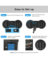 Bonsaii Steel Safe Box with Digital Keypad Lock, 1.2 Cubic Feet Security Document Safe with Removable Shelf for Home, Hotel, Office, Valuables, Money,
