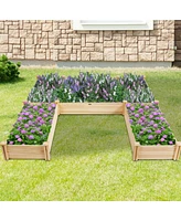 Gymax Raised Garden Bed 92.5x95x11in Wooden Garden Box Planter Container U-Shaped Bed