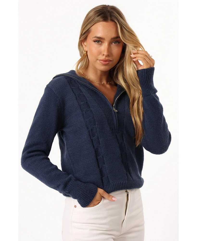 Petal and Pup Women's Viara Quarter Zip Knit Sweater