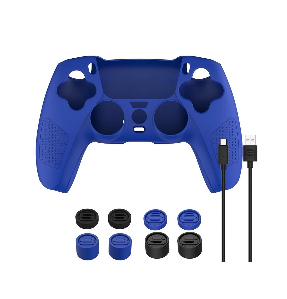 Sony Playstation 5 Slim Disc with Black Pulse Headset, Extra Volcanic Red Controller, Gamer Kit, Charge Dock and MightySkins Decal Voucher + 1 Year Cp