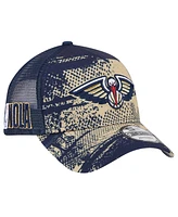 New Era Men's Navy/Gold New Orleans Pelicans Tip Off A-Frame Trucker 9FORTY Adjustable Hat