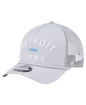 New Era Men's Gray Detroit Lions Active Minimalist M-Crown A-Frame 9FORTY Adjustable Hat