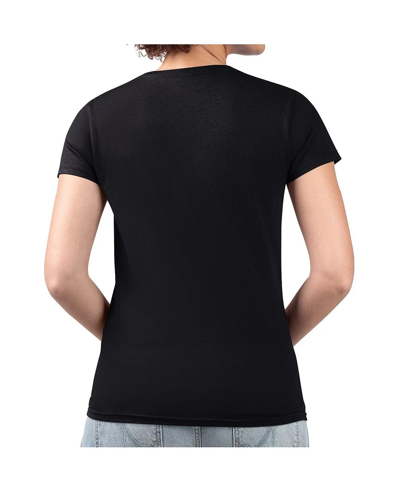 G-iii 4Her by Carl Banks Women's Black San Diego Padres Leopard Heart Fitted V-Neck T-Shirt