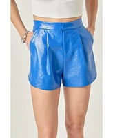 endless rose Women's High-Waisted Faux Leather Shorts