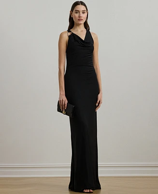 Lauren Ralph Women's Ring-Trim Jersey Cowlneck Gown