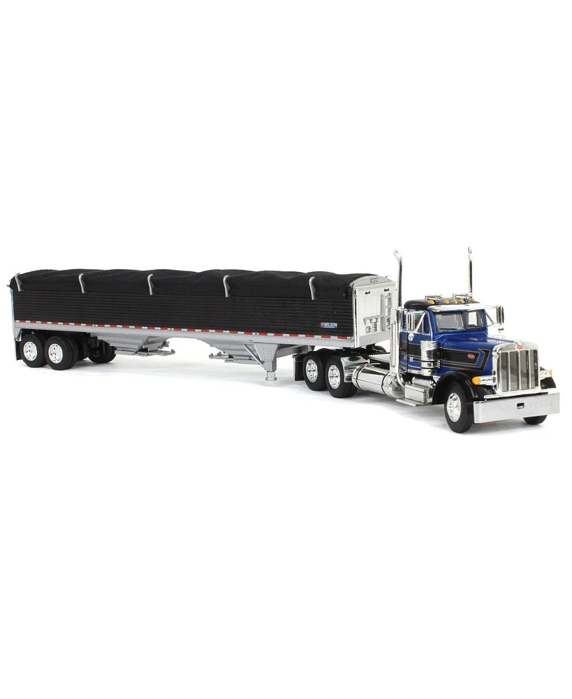 1/64 Blue Black Peterbilt 379 Day Cab w/ Black Wilson Gain Trailer