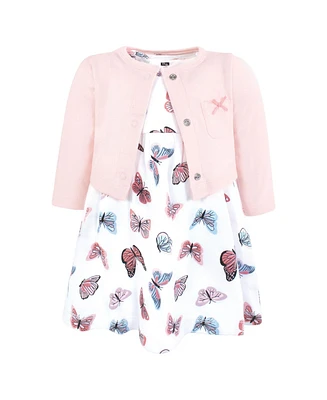 Hudson Baby Toddler Girls Cotton Dress and Cardigan Set