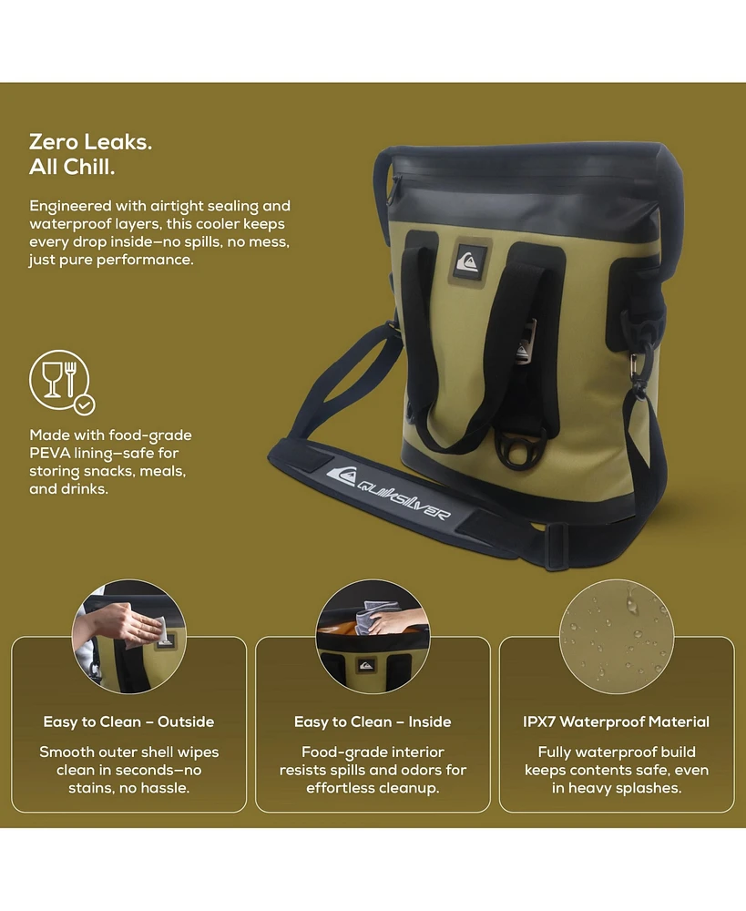 Quiksilver Coastal Collection 48-72H 5 Layer Insulated Tote Coller Bag with Waterproof Zippers