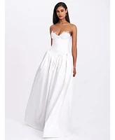 Miss Circle Women's Naila Lace Trim Strapless Drop Waist Wedding Gown