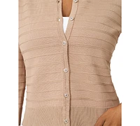 Melissa Paige Women's Ottoman-Rib 3/4-Sleeve Crewneck Cardigan