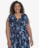 Dkny Plus Printed Empire Maxi Dress