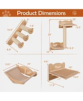Cat Wall Furniture Set of 4 with Hammock 2-step Cat Tree and Perch