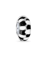 Bling Jewelry Murano Glass Charm Bead Black White Checkerboard for European Bracelet