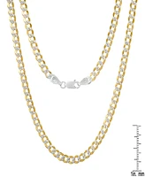 Steeltime Unisex Sterling Silver and 18K Gold Plated Diamond Cut Curb Link Necklace