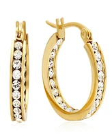 Steeltime Women's Stainless-Steel Hoop Earrings Adorned with Swarovski Crystals