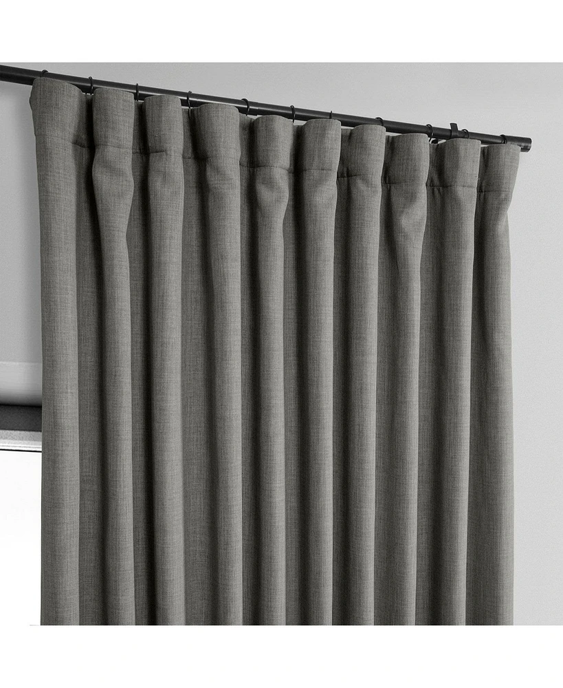 Half Price Drapes Blazer Grey Extra Wide Textured Faux Linen Room Darkening Curtain