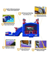 JumpOrange American Boxing Commercial Grade Bounce House Water Slide with Pool for Kids and Adults (with Blower), Basketball Hoop, Wet Dry Combo, Outd
