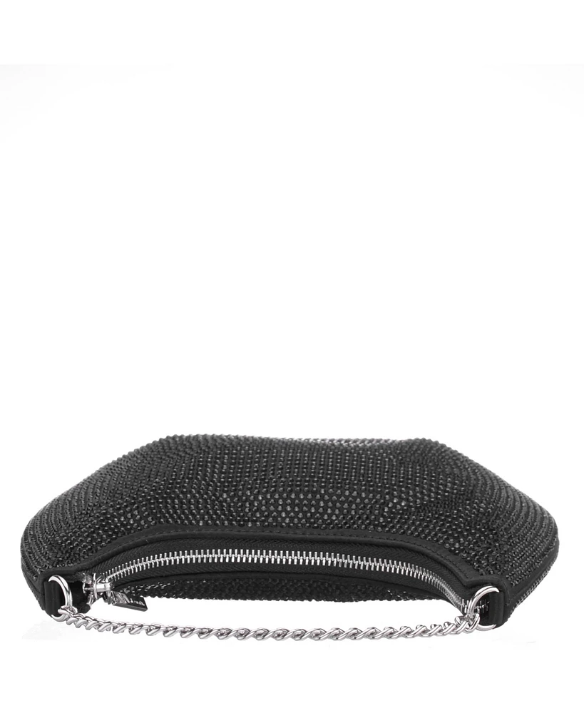 Nina All Over Crystal Crescent Moon Crossbody Bag