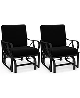 Slickblue Patio Glider Rocking Chair with Thick Cushion and Curved Armrest