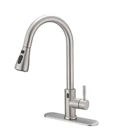 Single-Handle Touch Pull-Down Sprayer Kitchen Faucet with Supply Lines in Brushed Nickel