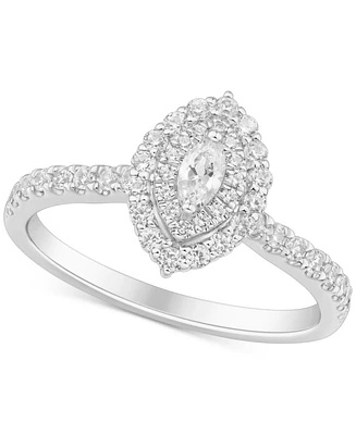 Diamond Marquise Double Halo Engagement Ring (5/8 ct. t.w.) in 14k White Gold