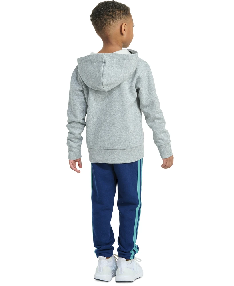 adidas Toddler & Little Boys Long-Sleeve Graphic Fleece Pullover Hoodie Jogger Pants, 2 Piece Set