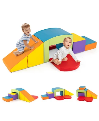Slickblue Kids 6 Pieces Foam Climbing Blocks Soft Play Climbing with Tunnel