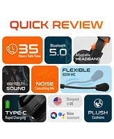 Delton Wireless Computer Headset And Qi Charging Stand, 2.4G Usb Bluetooth Headphones with Microphone for Pc, Laptop & 20W Charging Stand for Smartpho