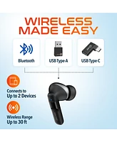 Delton T50 Wireless Earbuds with 4 Enc Microphones, Noise Cancelling Earbuds Wireless, Compatible with Windows/Mac/Pc/Laptops/Phones, Black