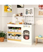 Kids Kitchen Playset with Cooking Accessories and Toy Cuttable Veggies
