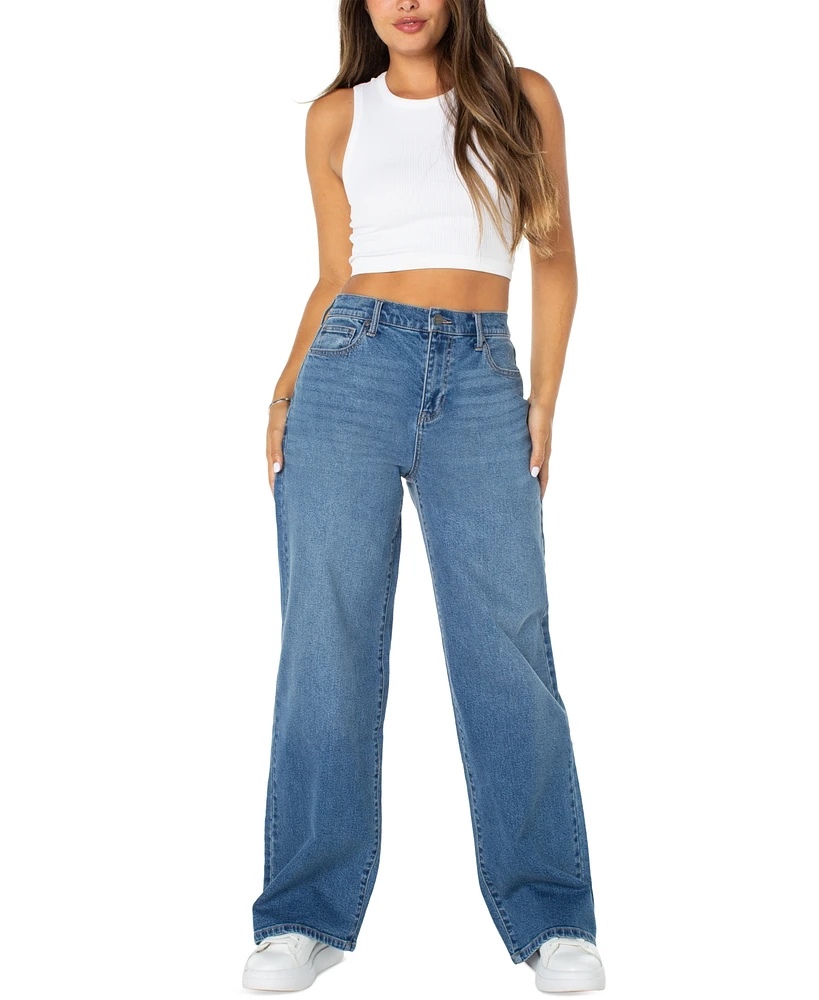 Celebrity Pink Juniors' Elastic-Back Wide-Leg Jeans