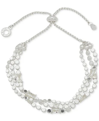 Anne Klein Metal-tone Flat Chain & Stone Slider Bracelet