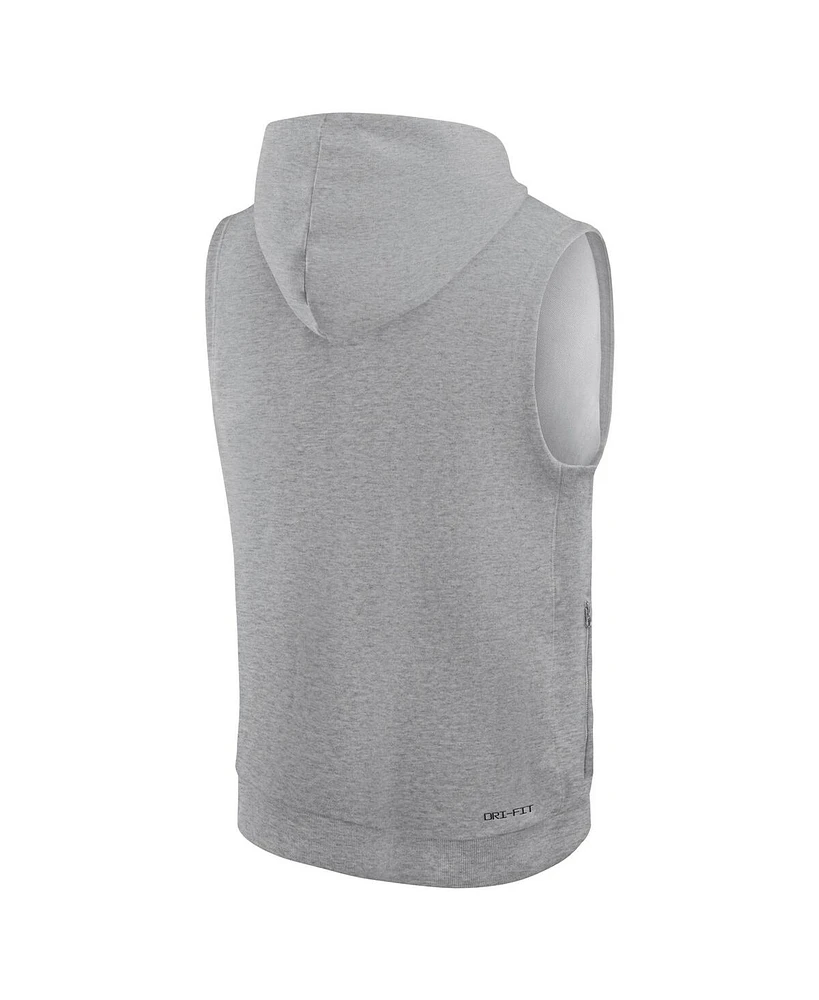 Nike Men's Heather Gray Penn State Nittany Lions 2025 Sideline Performance Sleeveless Pullover Hoodie