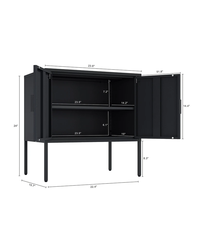 Manhattan Comfort 23.6" Steel Ava Modern 2 Shelf Accent Cabinet