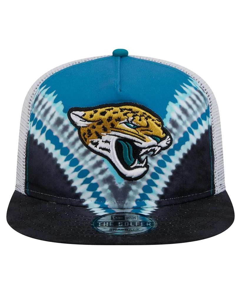 New Era Men's Teal/Black Jacksonville Jaguars Throwback Dye Golfer Snapback Hat