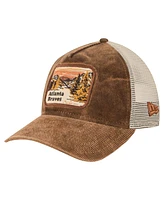 New Era Men's Dark Brown Atlanta Braves Vintage Landscape 9TWENTY A-Frame Adjustable Trucker Hat